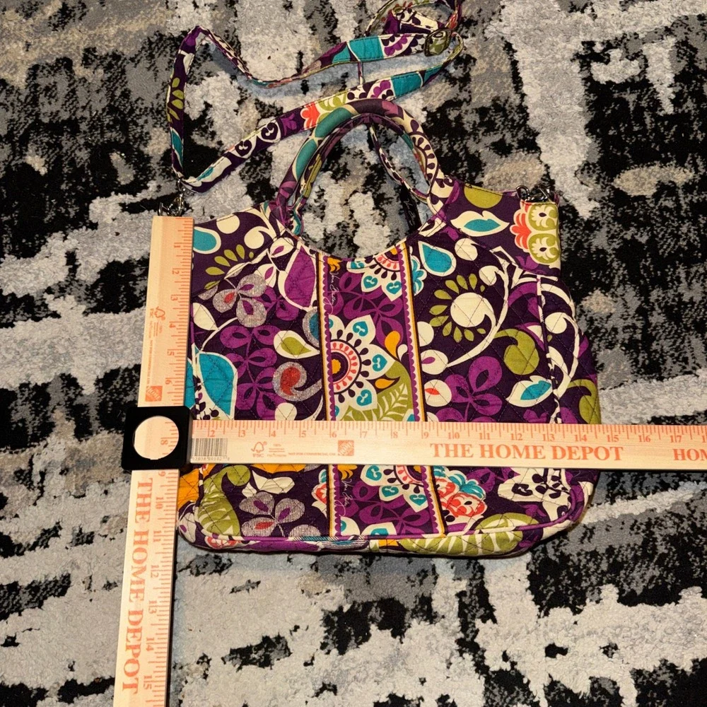 Vera Bradley Plum Crazy Large Quilted Tote Bag and Matching Wallet Set Purple